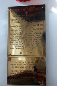 the war memorial in Cople church February 2008